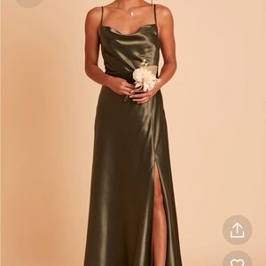 Birdy Grey Lisa Long Satin Dress-Olive
